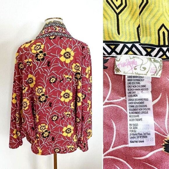 Free People One Size Yellow Floral Kona Print Kimono - Picture 3 of 4